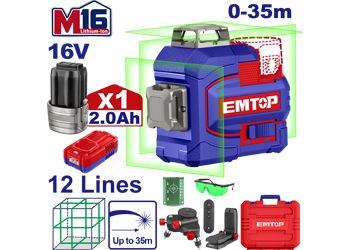 Emtop Akülü Yeşil Lazer 16 V 2.0 AH